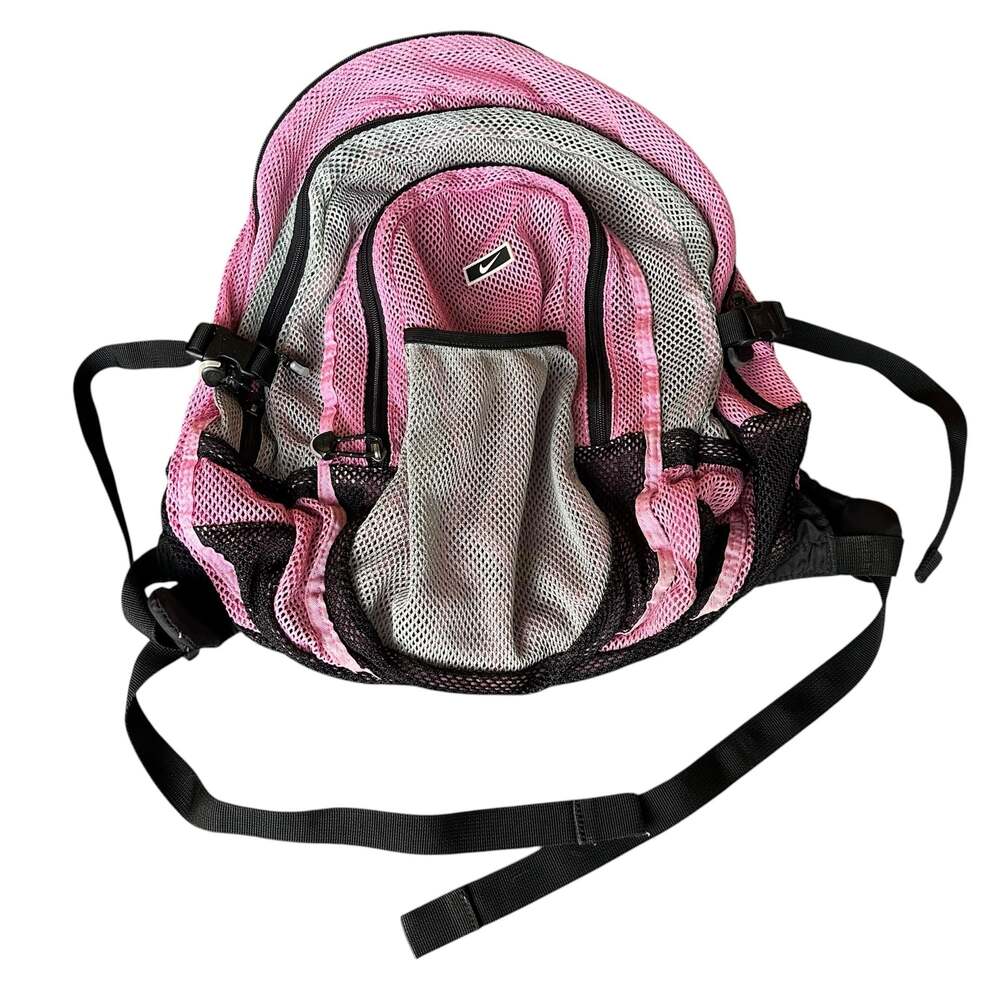 Nike Mesh Multi-Pocket Mini Backpack in Pink and Grey